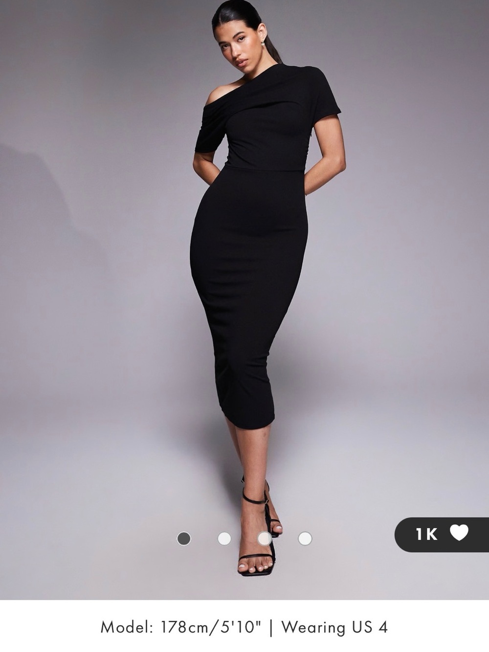 ASOS Black One-Shoulder Bodycon Midi Dress